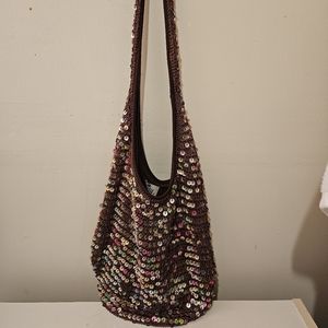 Pacsun Lilu Brown Sequin Hobo Bag